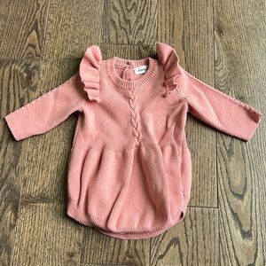 Ashmi & co 6-9 months bubble sweater body long sleeve cream pink baby girl